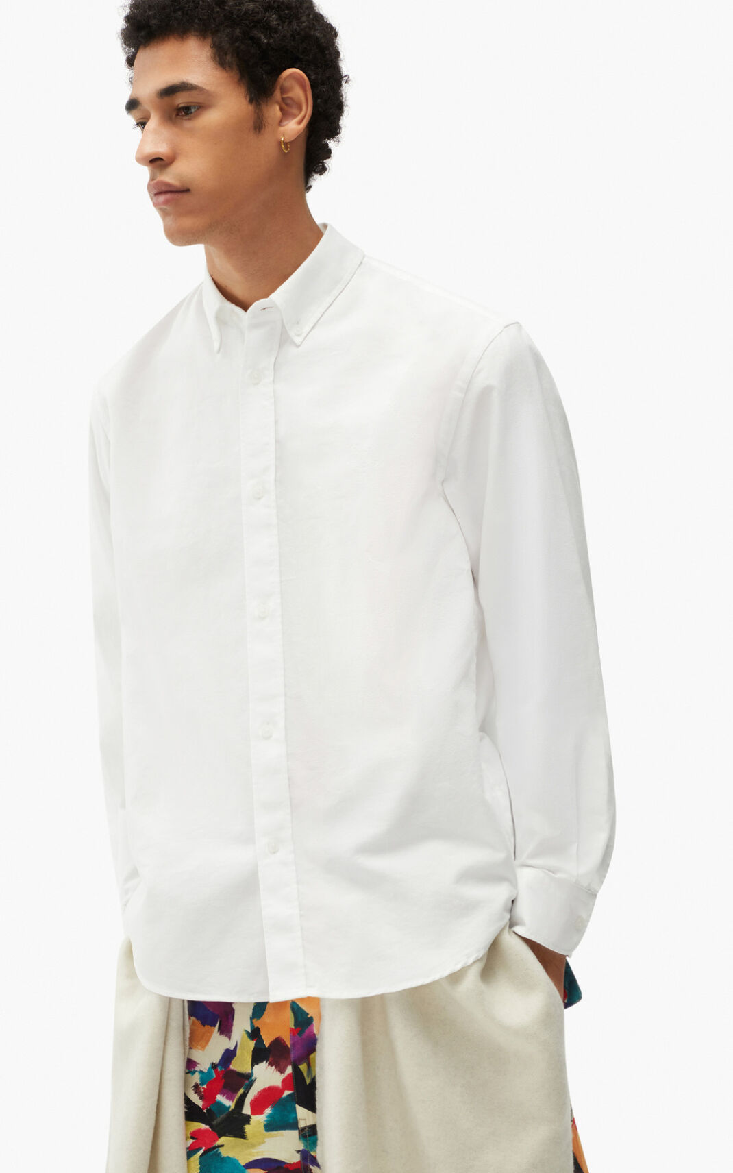 Camisas Kenzo Tiger Crest casual Masculino - Branco | 236INYUTV